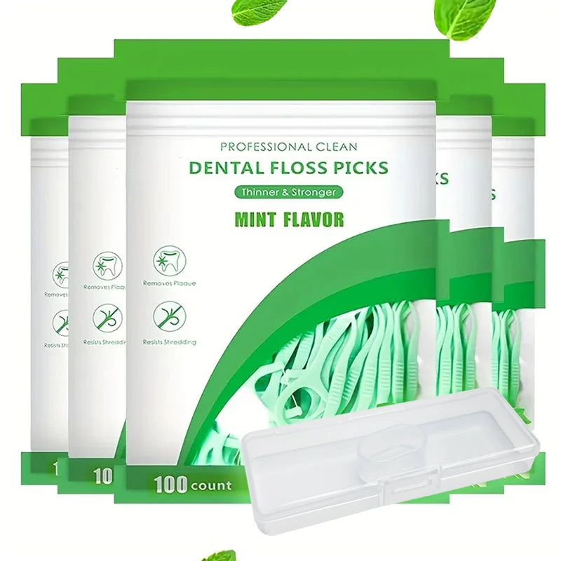 500pcs Mint Flavor Dental Floss Safe High-Grade Toothpick Stick Picks Plastic Toothpicks Ultrathin Peppermint Flavor Teeth Floss