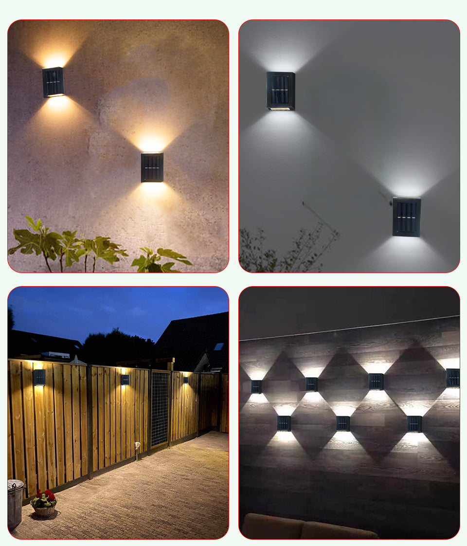 Solar Wall Lamp Outdoor Solar Wall Washer Light Waterproof Up and Down Luminous Lighting For Garden Yard Street Landscape Decor