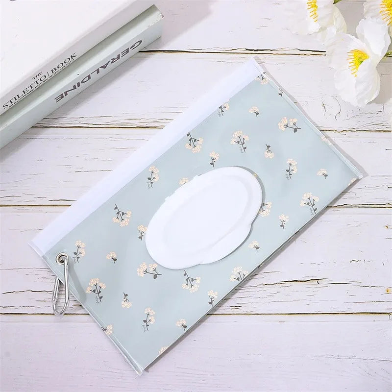 EVA Baby Wet Wipe Pouch Portable Wipes Holder Case Flip Cover Snap-Strap Reusable Refillable Cosmetic Pouch Useful Tissue Box