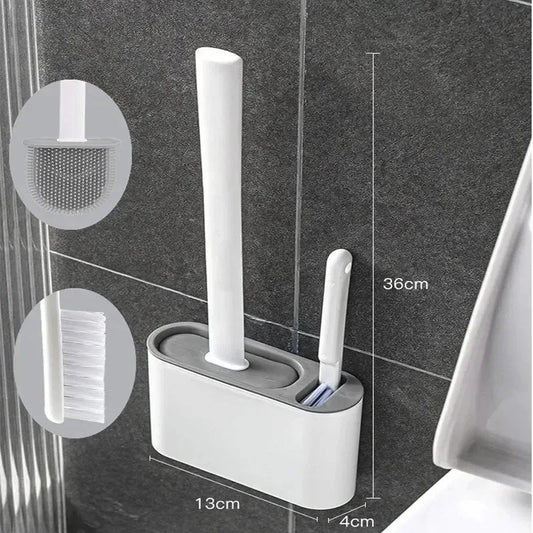 Silicone Toilet Brush With Holder Box Wall Mounted TPR Holder Set Household Artifact Bathroom Daily Cleaning Tools Accessories