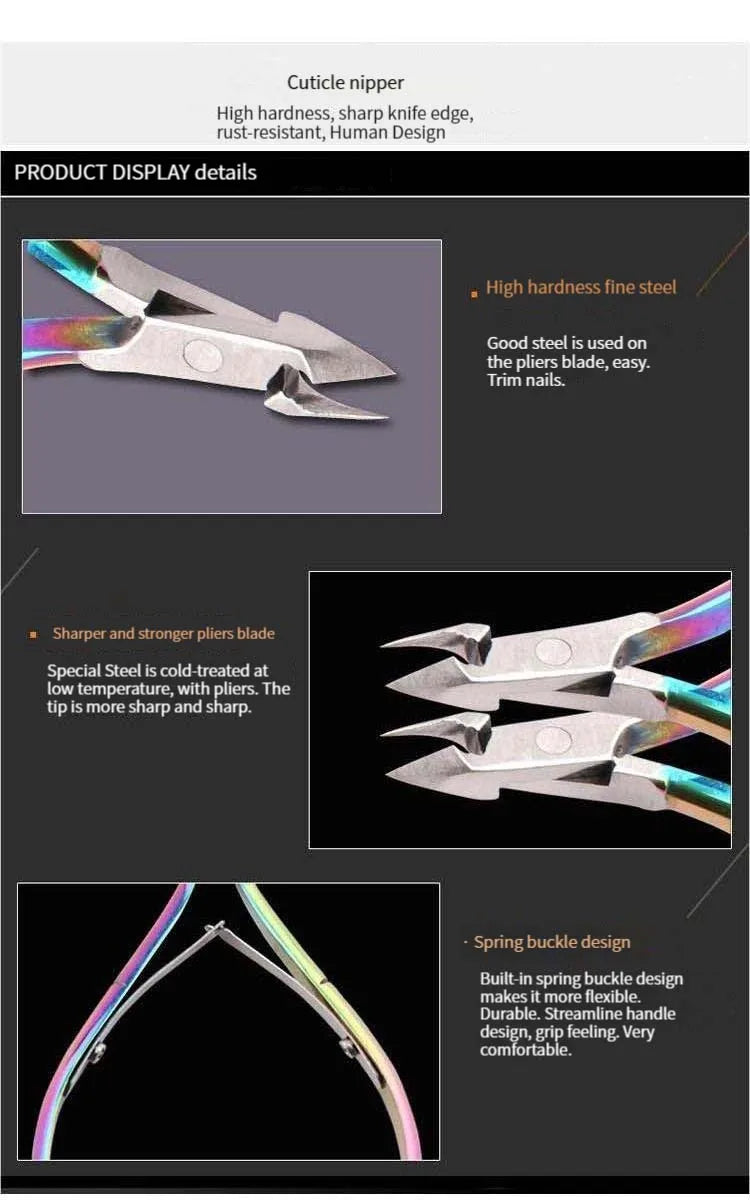 Colorful Nail Cuticle Nipper Clipper 1 Pcs Colorful Scissor Plier Dead Skin Remover Clear Nail Art Tool for Beauty Salon