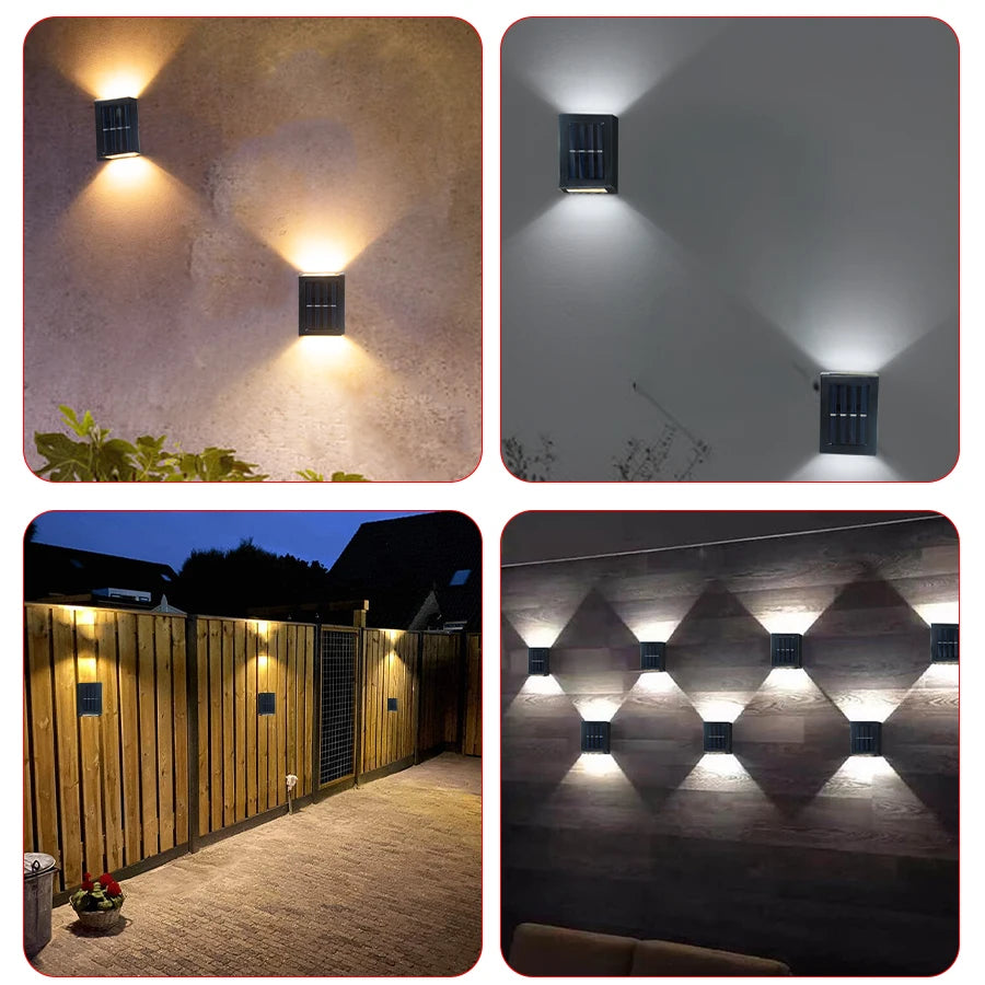 Solar Wall Lamp Outdoor Solar Wall Washer Light Waterproof Up and Down Luminous Lighting For Garden Yard Street Landscape Decor